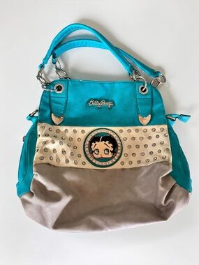 Y2k Betty Boop Studded Handbag Turquoise Silver Shoulder Purse